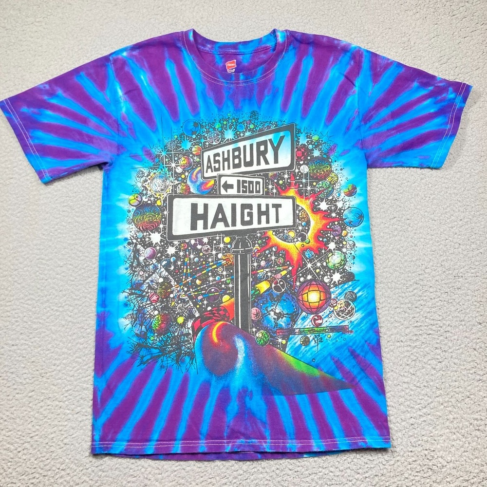Ashbury Haight Graphic Tee T Shirt Mens Small Purple‎ Tie Dye Psychedelic 1992